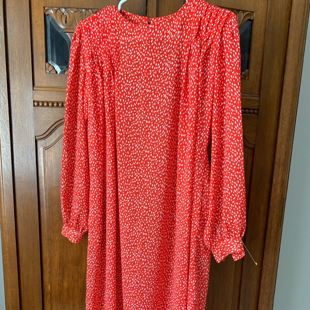 Silksensible Vintage Red & White Long Sleeve Dress